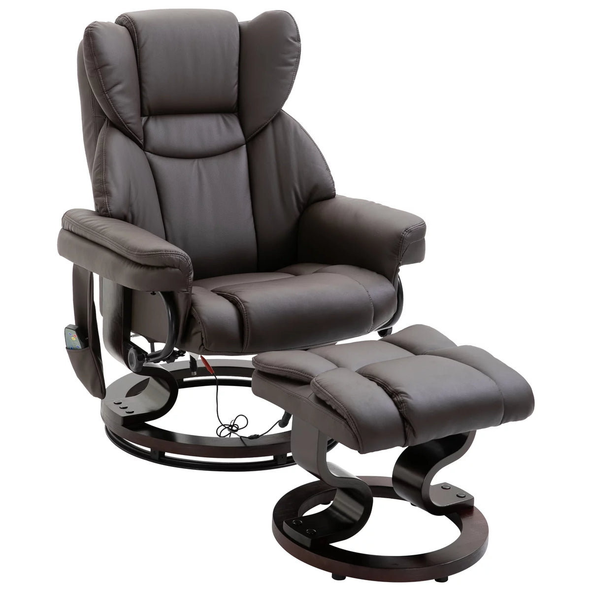 Brown Faux Leather Massage Recliner Chair with Footrest N27857