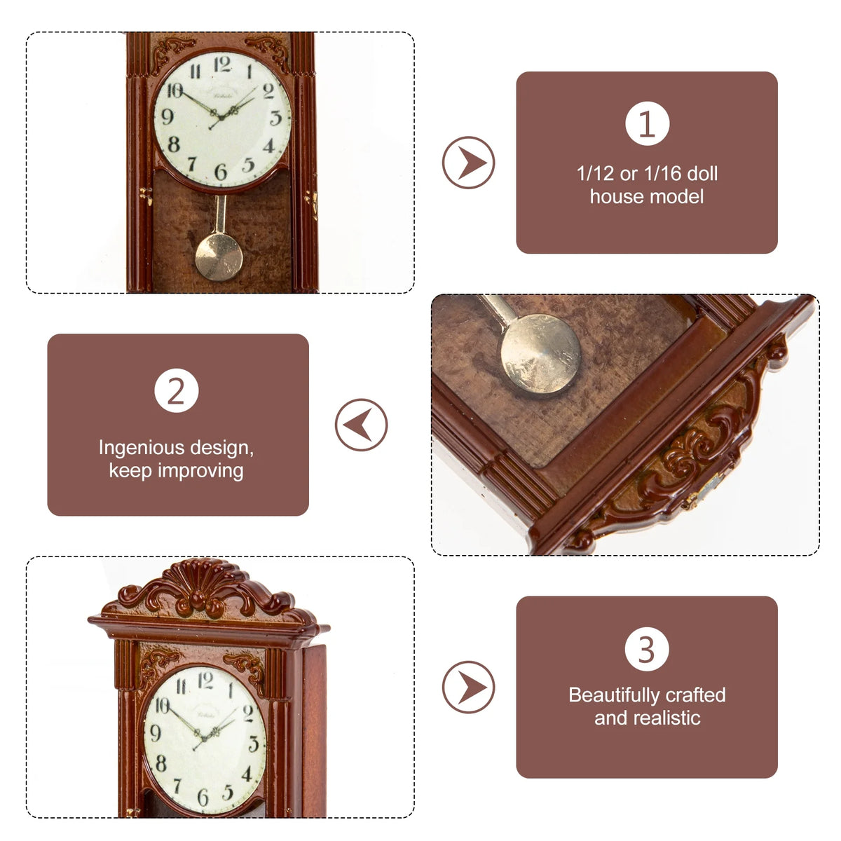 Miniature Dollhouse Roman Clock Q5031