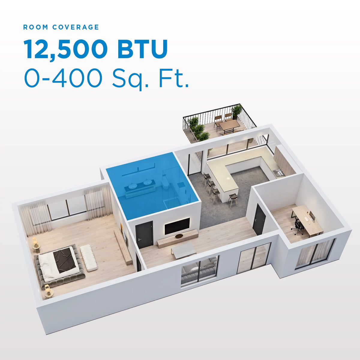 Black 12,500 BTU Portable AC E384