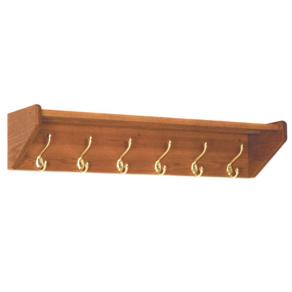Medium Oak 6 Hook Wall Mounted Coat Rack S8626