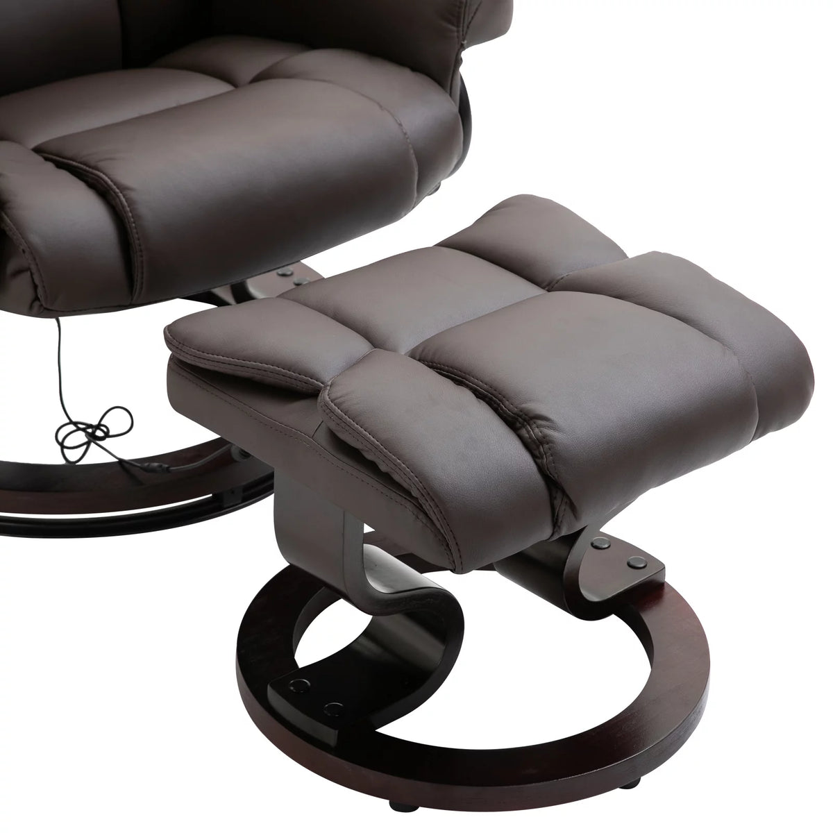 Brown Faux Leather Massage Recliner Chair with Footrest N27857