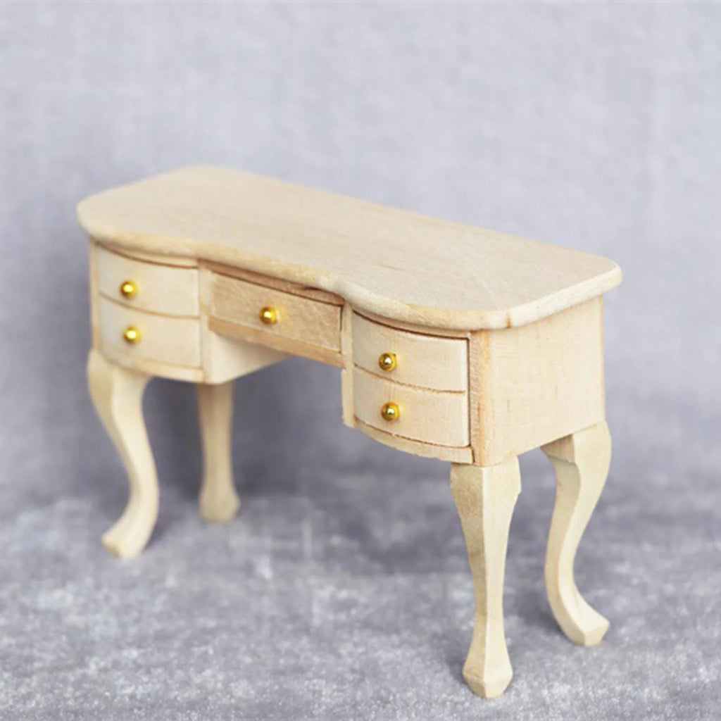 Unpainted Wooden 1:12 Dollhouse Miniature Desk Y914