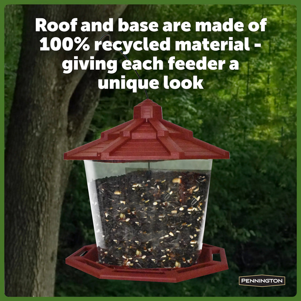 Red Recycled Plastic Wild Bird Hopper Feeder, 7 lb. Capacity, 2 Pack V53112