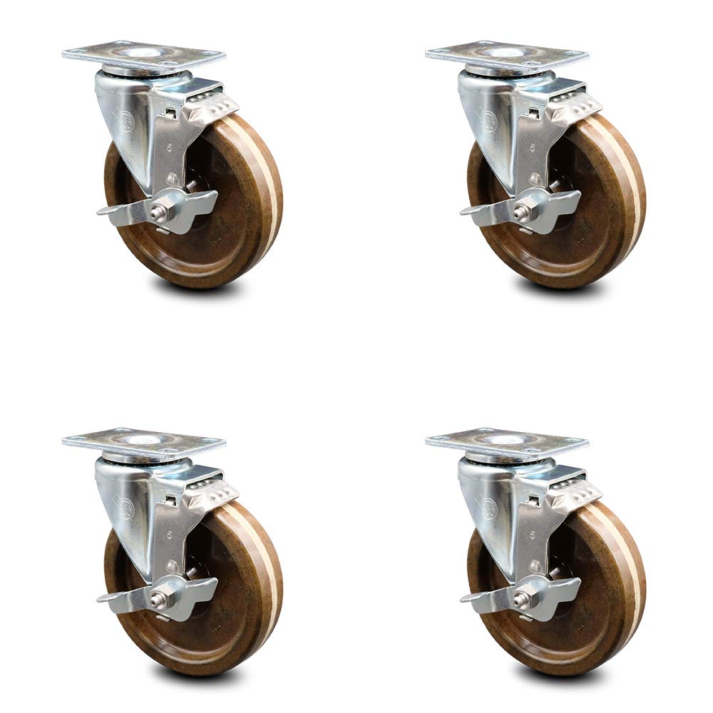 Brown High Temperature Phenolic Wheels Caster Set of 4 L629473