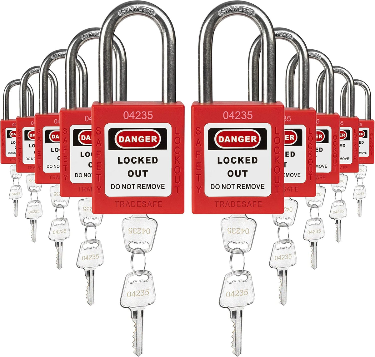 7-Pack Keyed Alike Red Padlocks Y4754