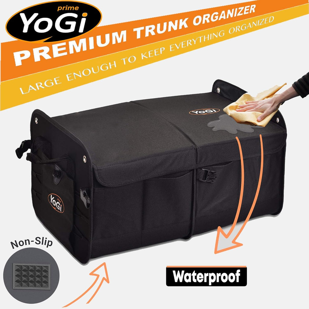 Black Collapsible Car Trunk Organizer with Lid F6509