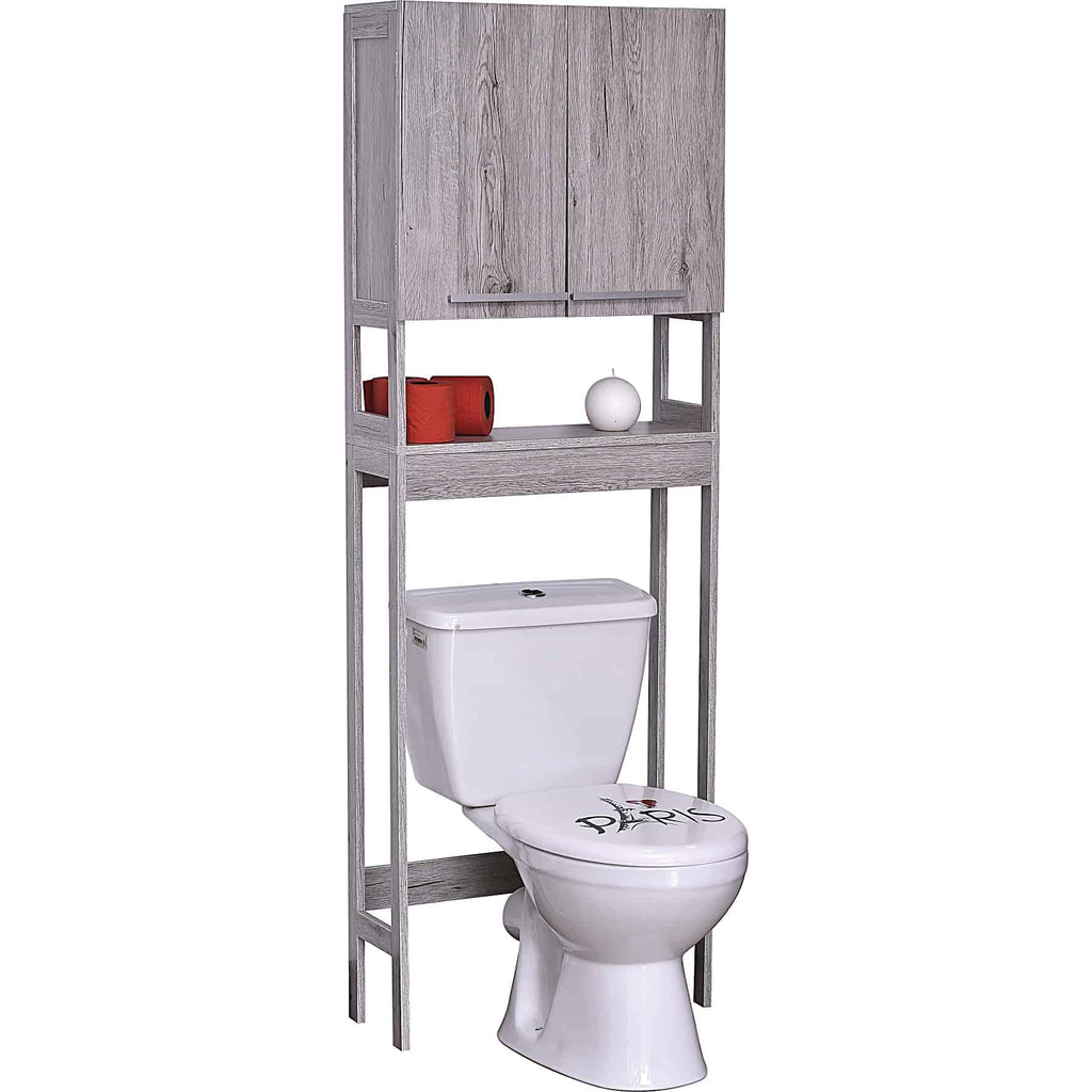Washed Gray Oak Bath Over The Toilet Cabinet 2 Doors 1 Shelf Q928049