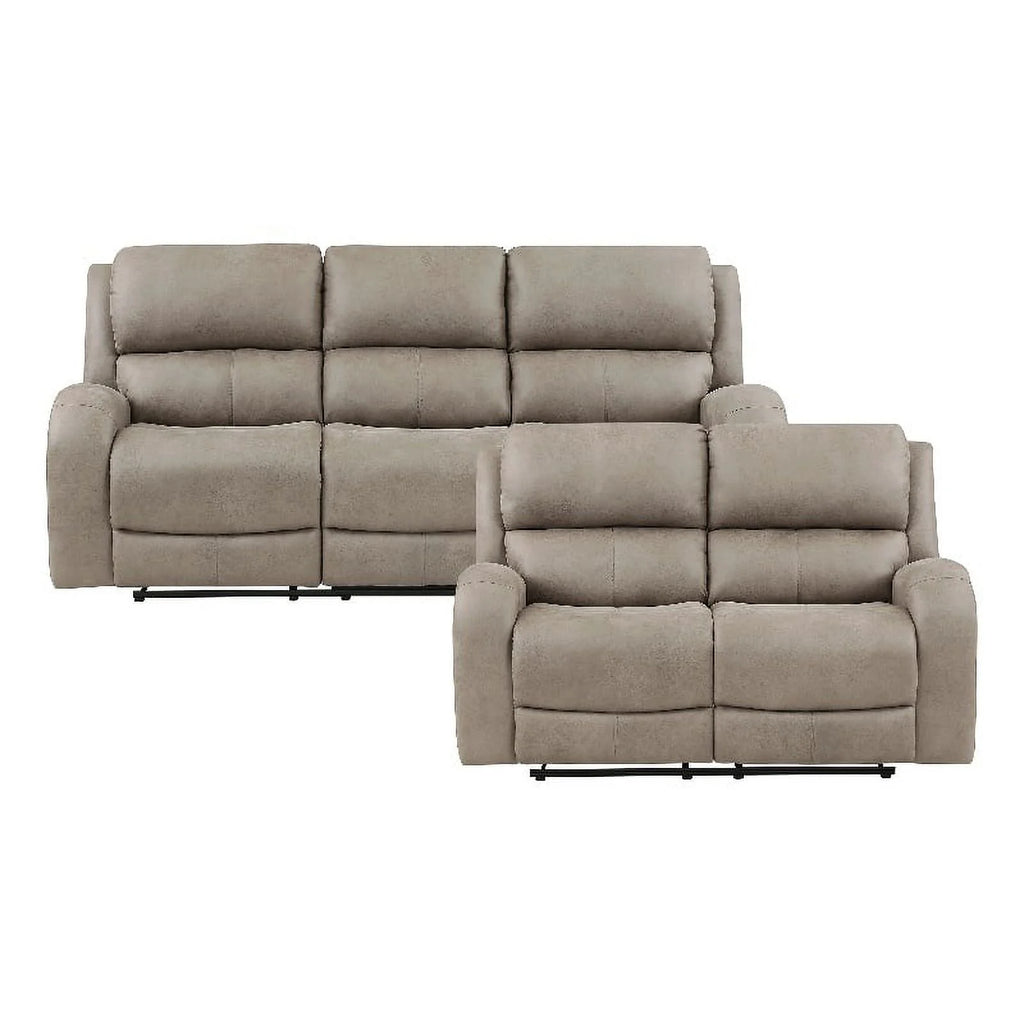 Brown 2-Piece Microfiber Reclining Sofa Set H57686