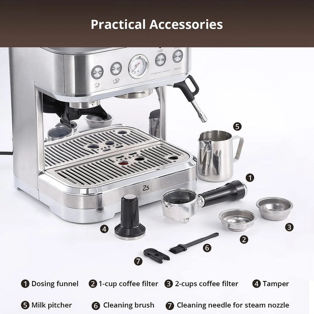 15Bar Stainless Steel Espresso Coffee Machine W13564