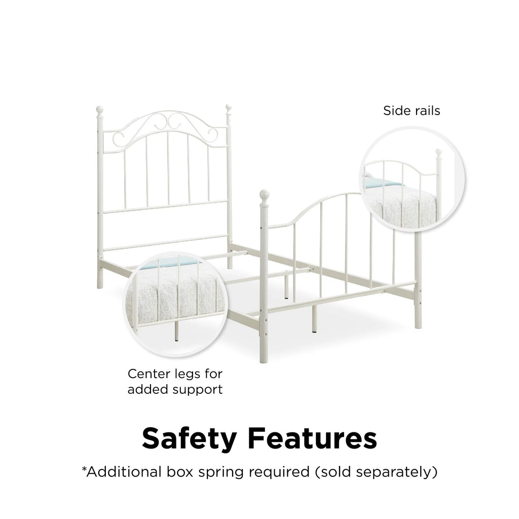 White Twin Size Metal Bed M8766