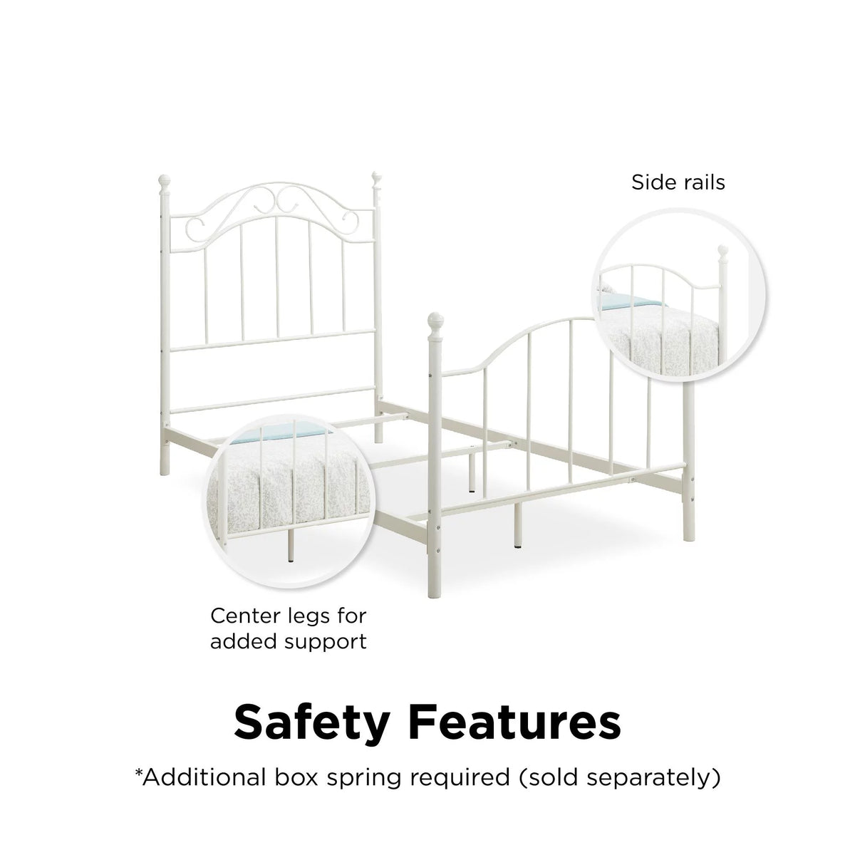 White Twin Size Metal Bed M8766