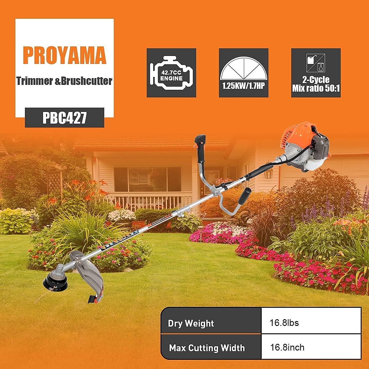 42.7cc 2-Cycle Gas Brush Cutter and Dual Line Trimmer Z756