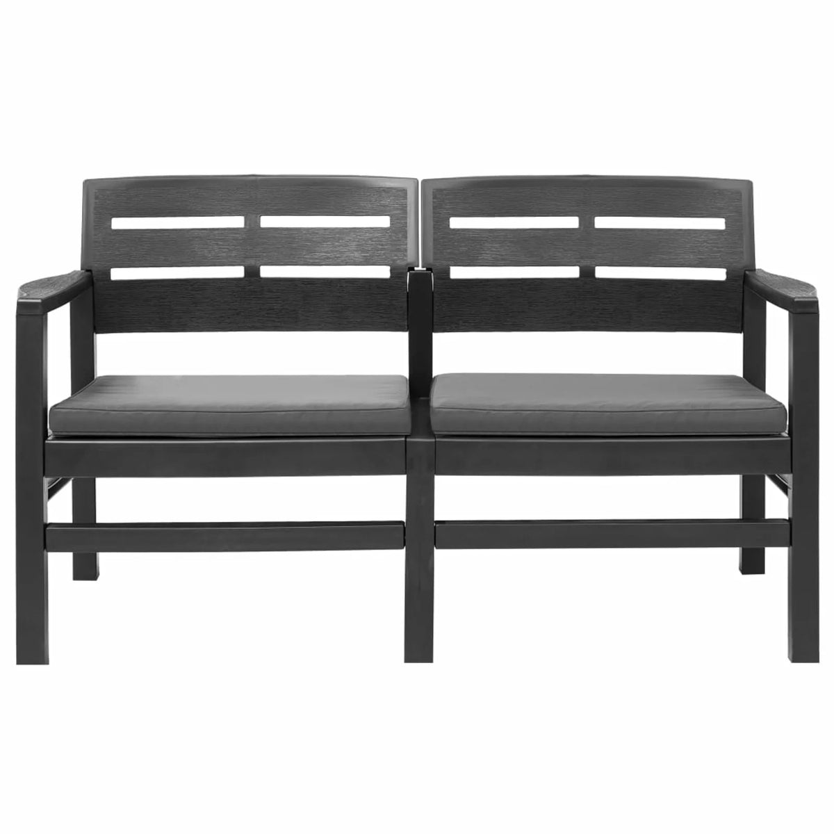 4 Piece Patio Lounge Set with Cushions, 2 Armchairs and Coffee Table Plastic Outdoor Sectional Sofa Set G245