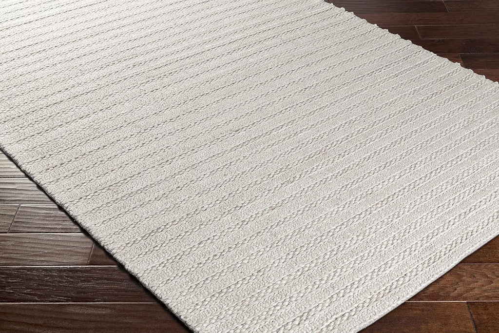 Wool & Viscose Bohemian Area Rug, Ivory, Beige, Cream, Grey, 10' x 14' Y3787