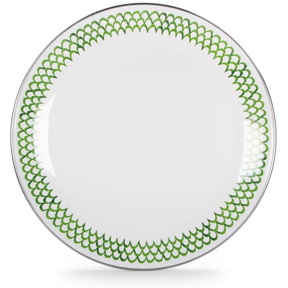 Green Enamelware Charger Plate Set of 2 H588