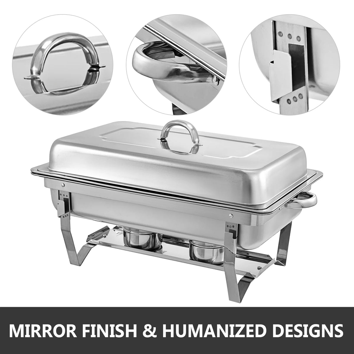 9L Stainless Steel Full Size Rectangular Chafing Dish 4 Packs G43821