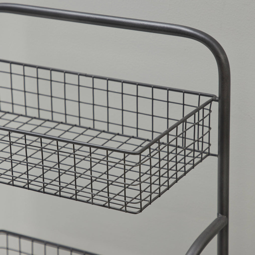Black 3-Tiered Iron Storage Cart with Caster Wheels F7113