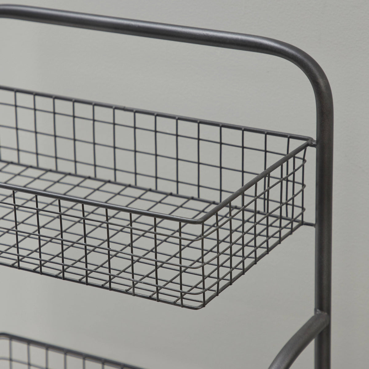 Black 3-Tiered Iron Storage Cart with Caster Wheels F7113