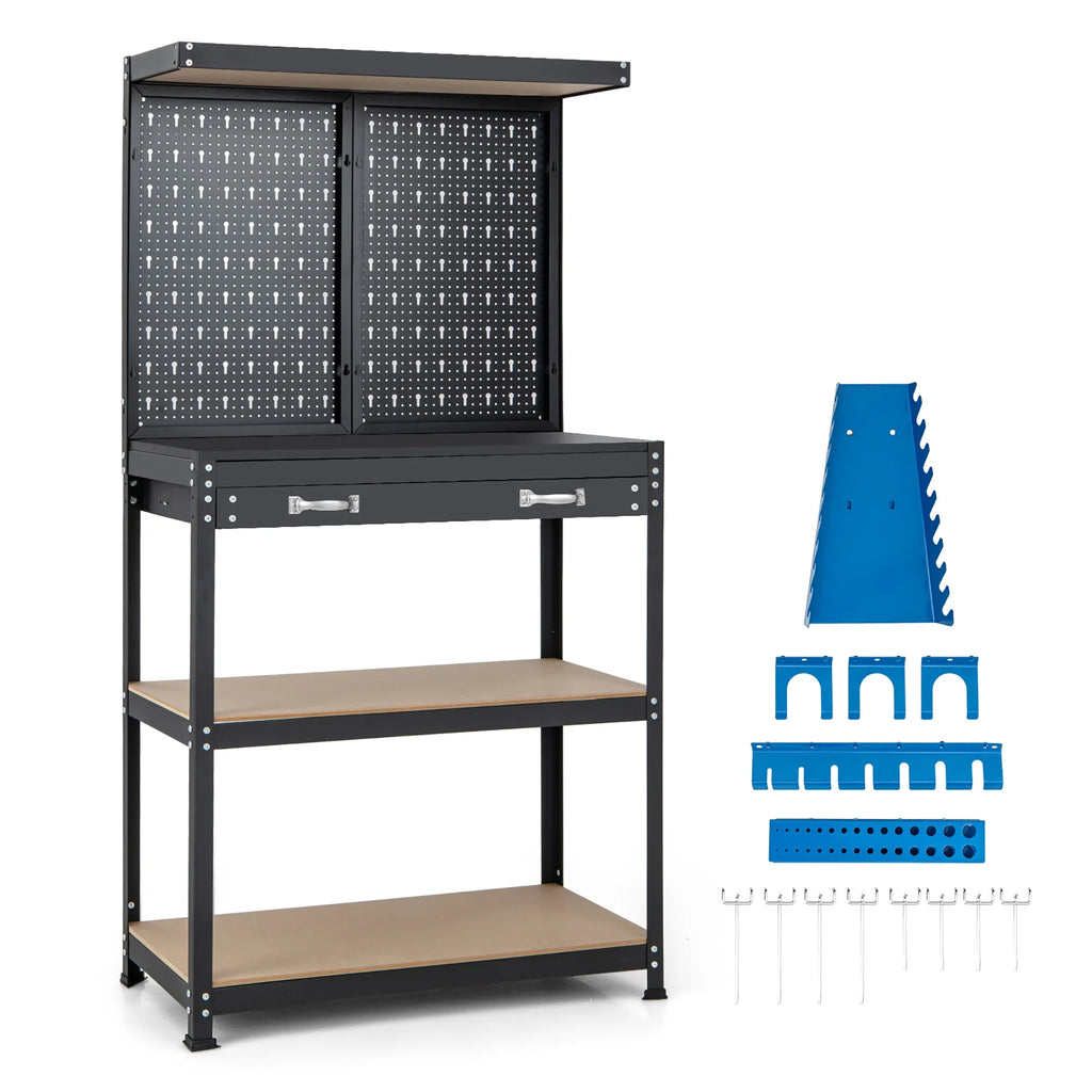 Heavy-Duty Workbench with 2 Shelves Q955543