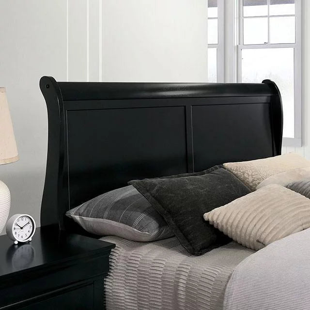 Black Solid Wood 5pcs Bedroom Set U822299
