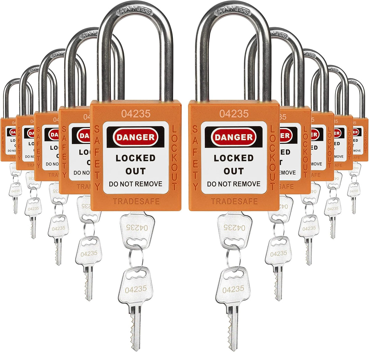 7-Pack Keyed Alike Red Padlocks Y4754