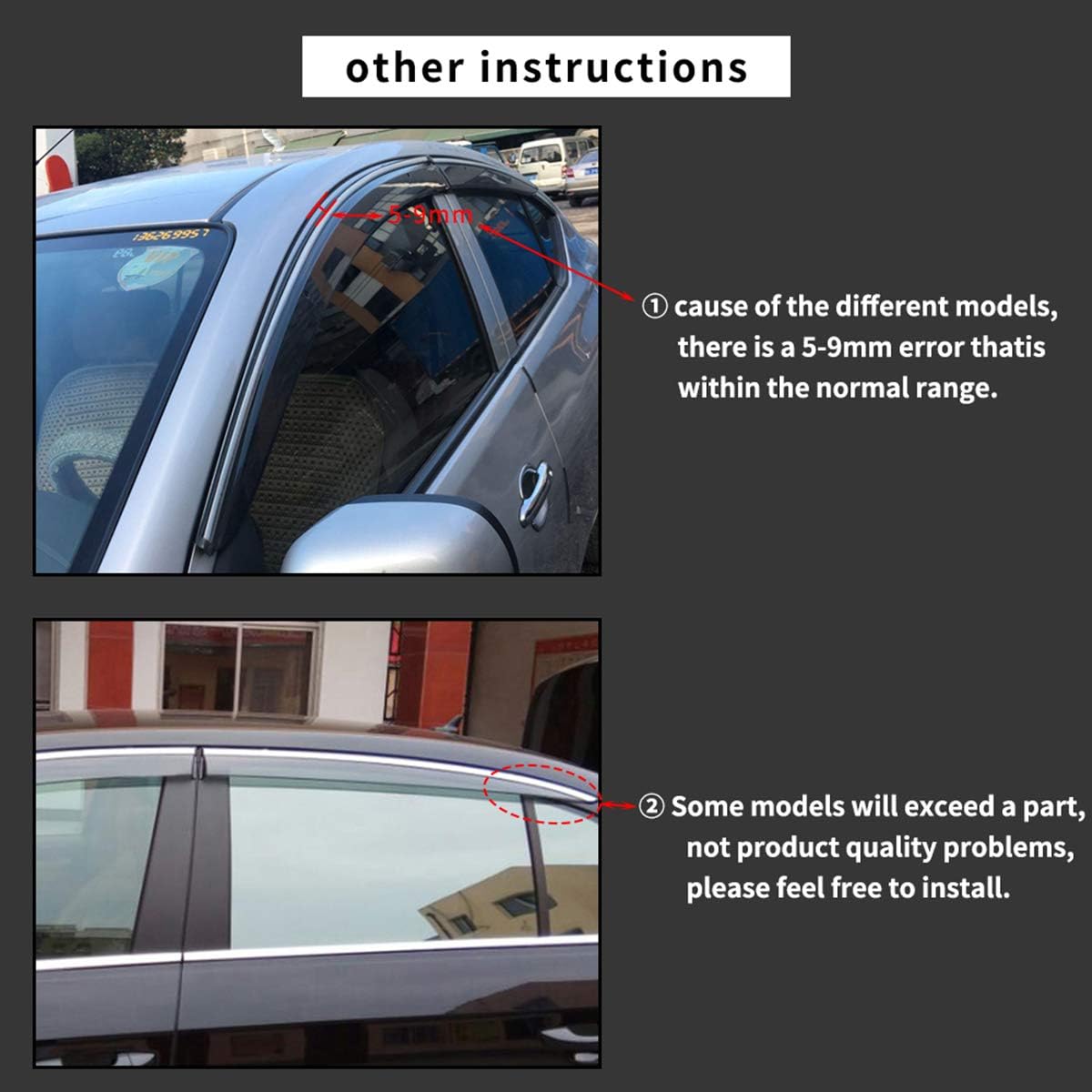 Smoke Side Window Deflectors for Audi A3 Sedan U4059