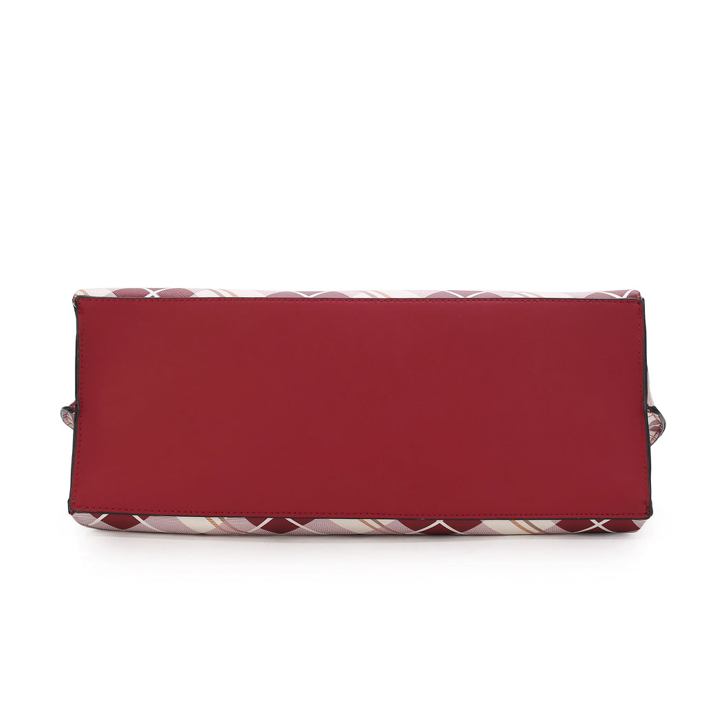 Plaid Vegan Leather Satchel Bag U44577
