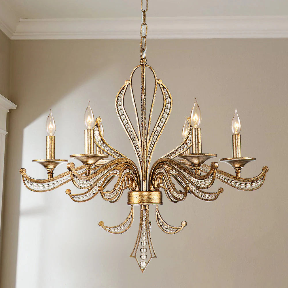 6-Light Crystal Beads Chandelier S174