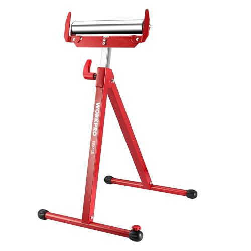 WORKPRO Folding Roller Stand Height Adjustable, Heavy Duty 250 LB Load Capacity, Outfeed Woodworking V48710