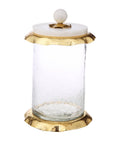 Medium Glass Canister with Marble & Gold Lid T7467