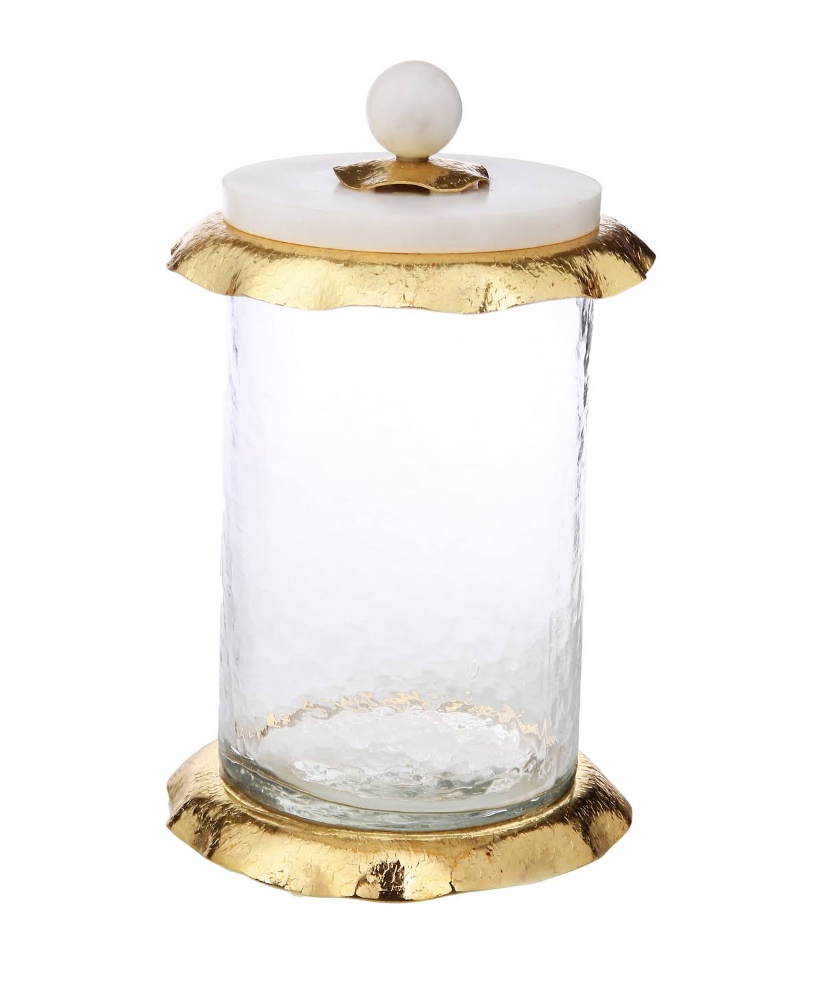 Medium Glass Canister with Marble & Gold Lid T7467