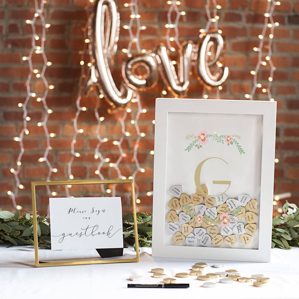 Floral Heart Drop Guestbook P9674