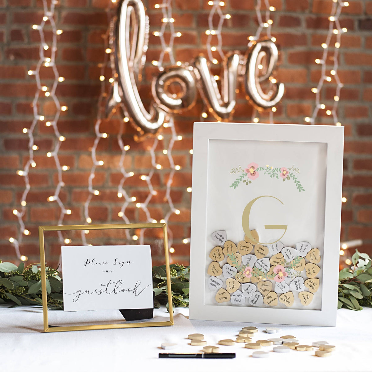 Floral Heart Drop Guestbook P9674