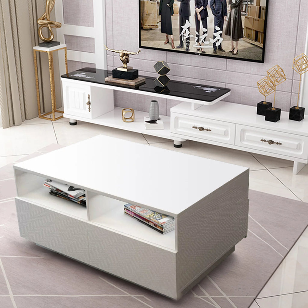 High Gloss Coffee Table with 4 Drawers and 2 Open Shelves E483761