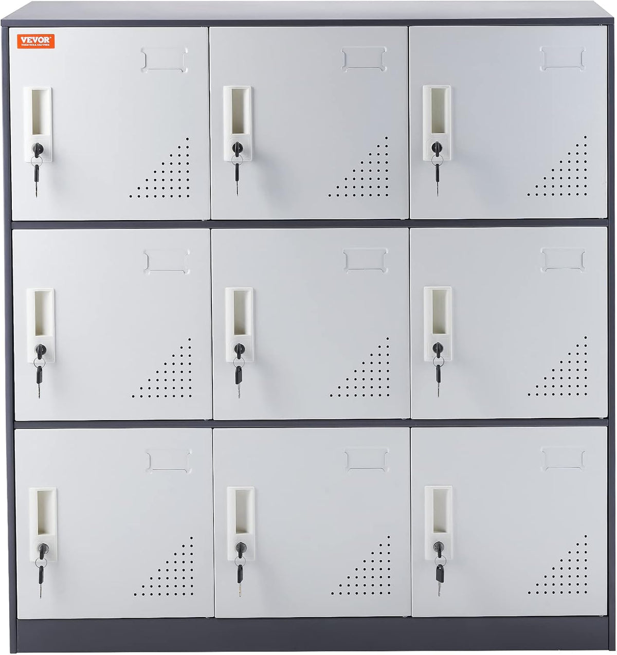 Gray Steel 9 Doors Storage Cabinet with Keys S698557