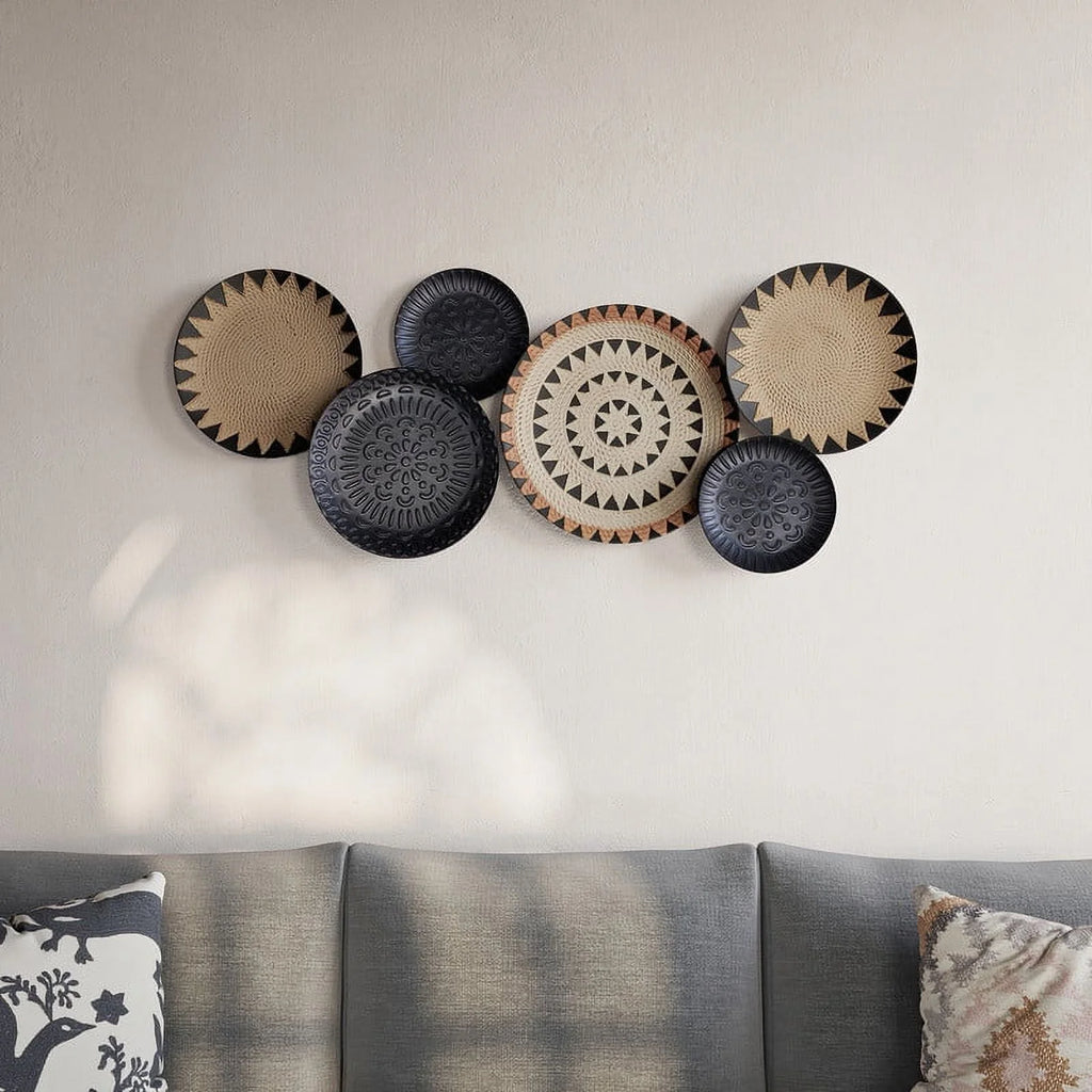 Black-Tan Geometric Metal Wall Plates H954085