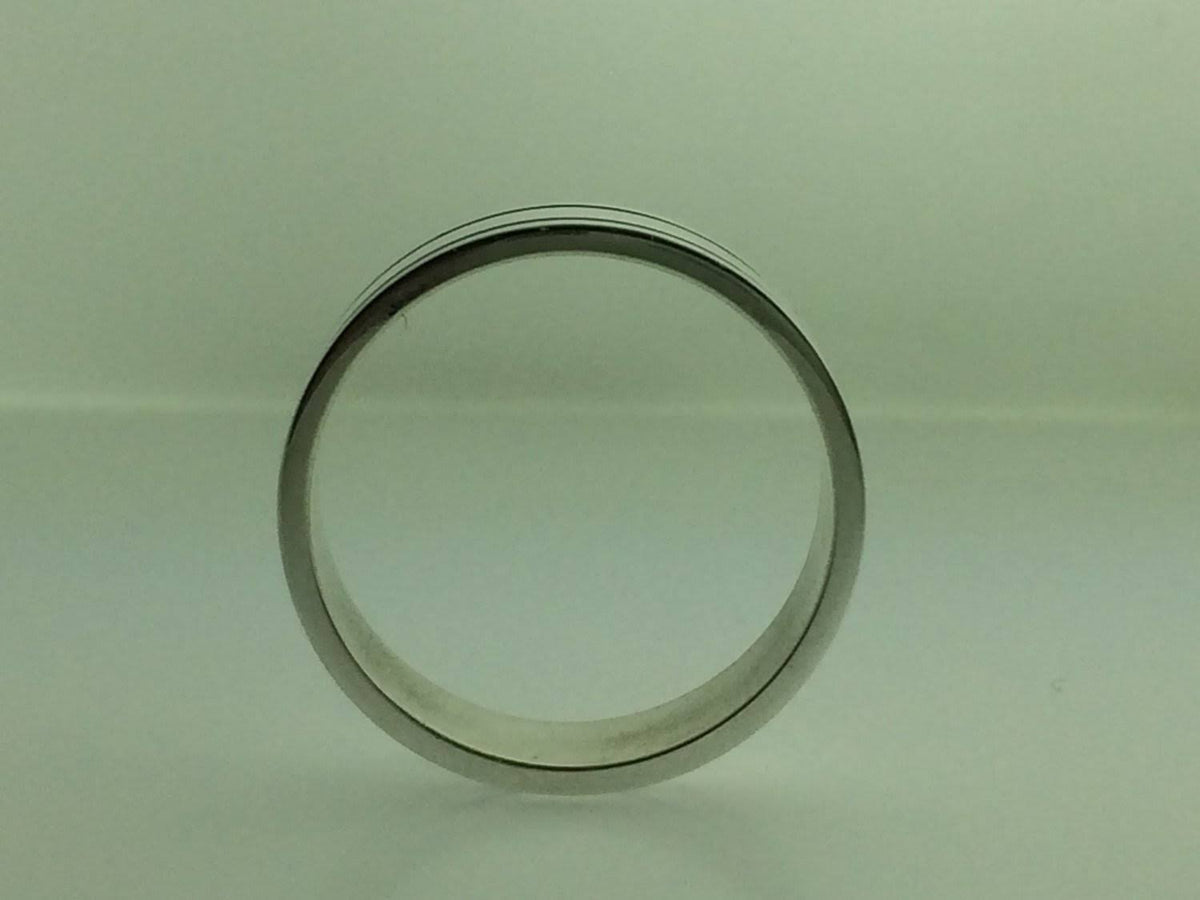 Polished Sterling Silver 6mm Double Black Groove Wedding Band 8 X908366