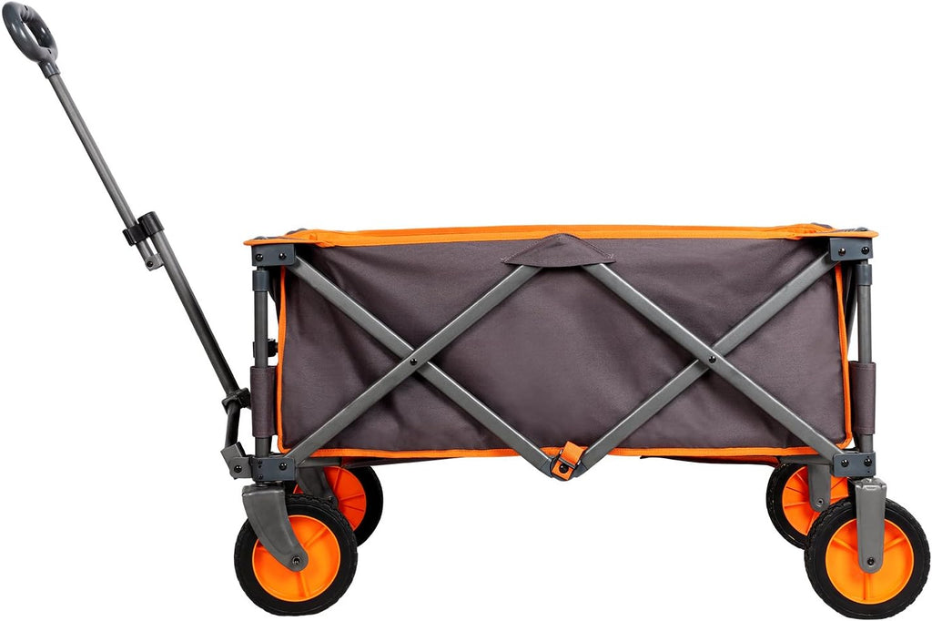 Grey Collapsible Folding Utility Wagon Quad Outdoor Rolling Camping Cart G28925