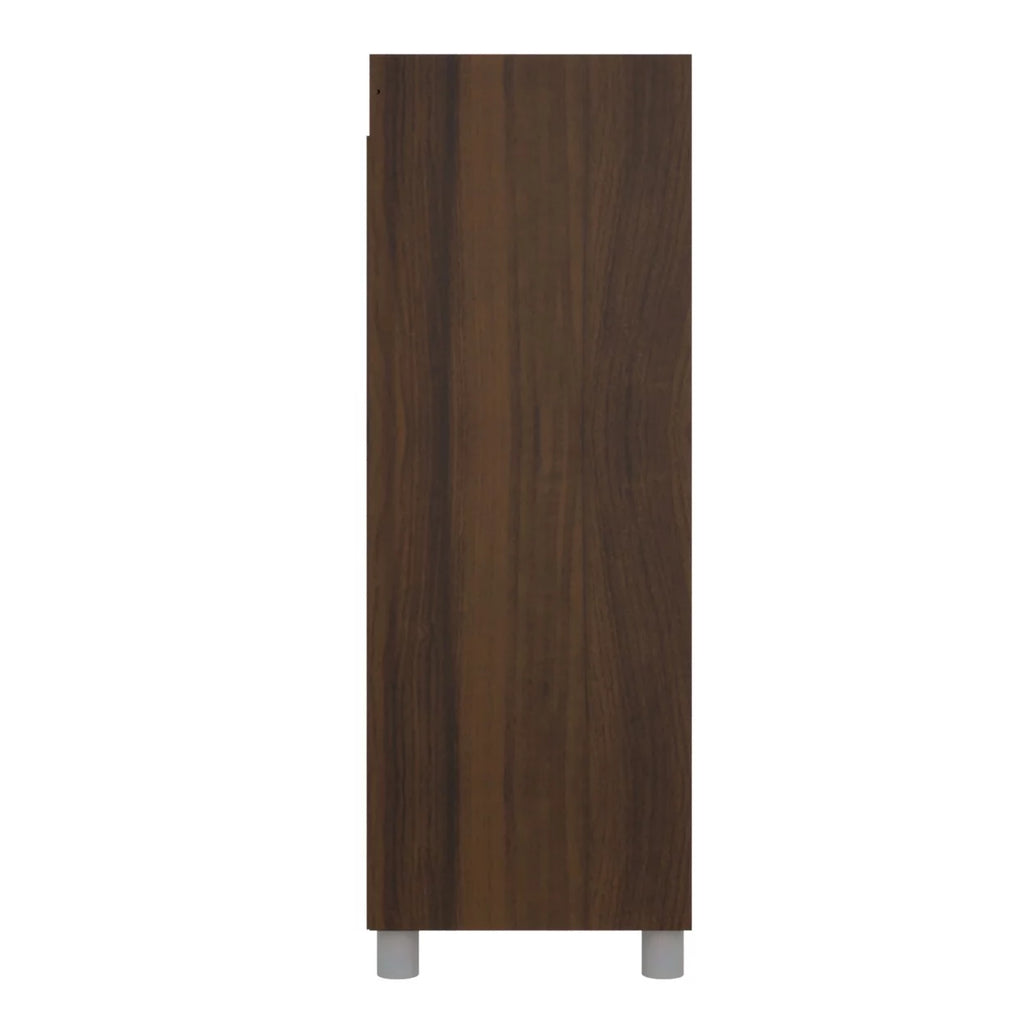 34 Inch 3 Tier Wooden Curio Cabinet Dark Brown J201