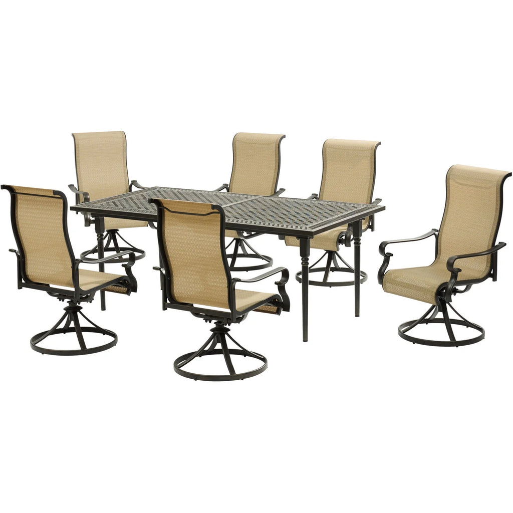 7-Piece Dining Set with Expandable Table and 6 Swivel Rockers H873