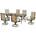 7-Piece Dining Set with Expandable Table and 6 Swivel Rockers H873