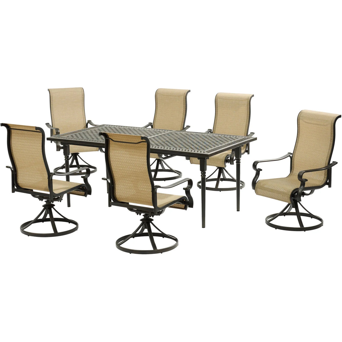 7-Piece Dining Set with Expandable Table and 6 Swivel Rockers H873