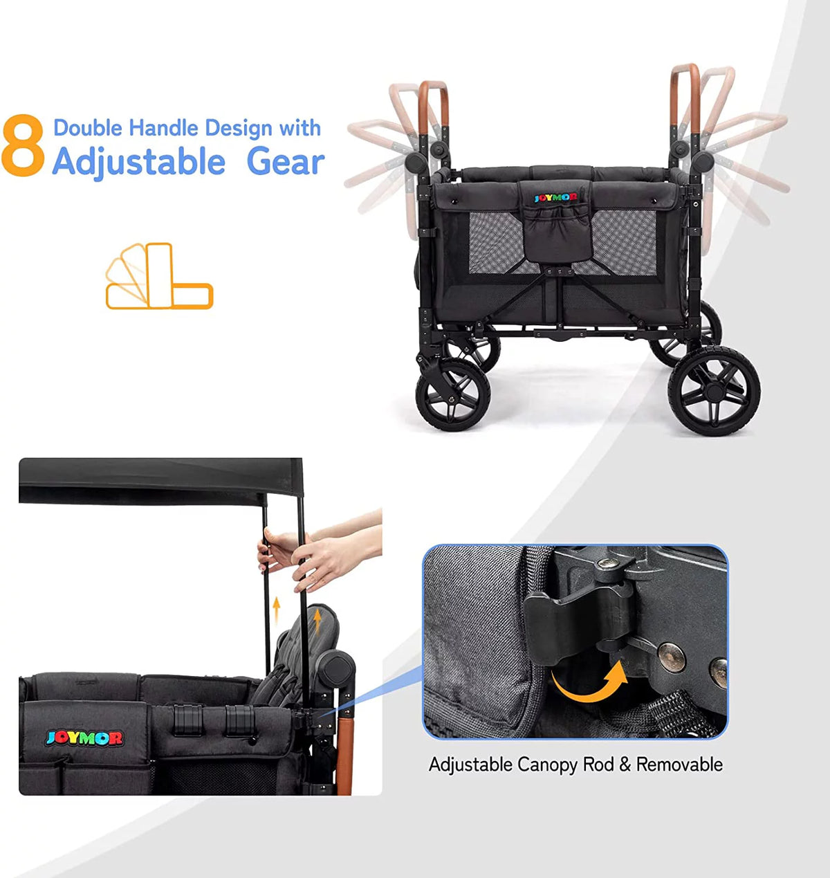 4 Seater Stroller Wagon with UV-Protection Canopy O623350