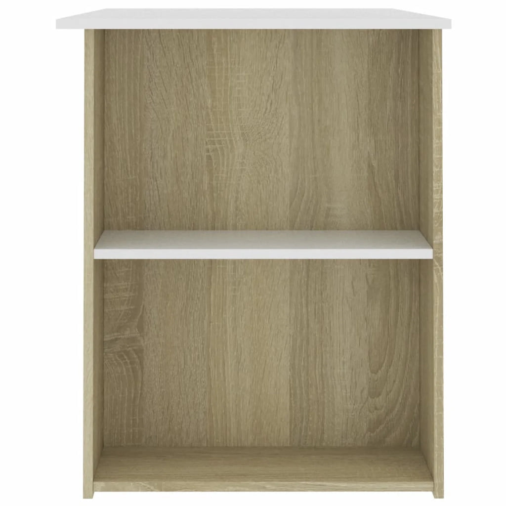 White Computer Desk with Side Storage Shelves B954505