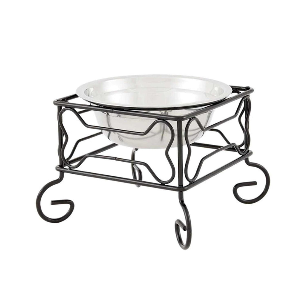 Wrought Iron Stand with Stainless Steel Feeder Bowl G3337