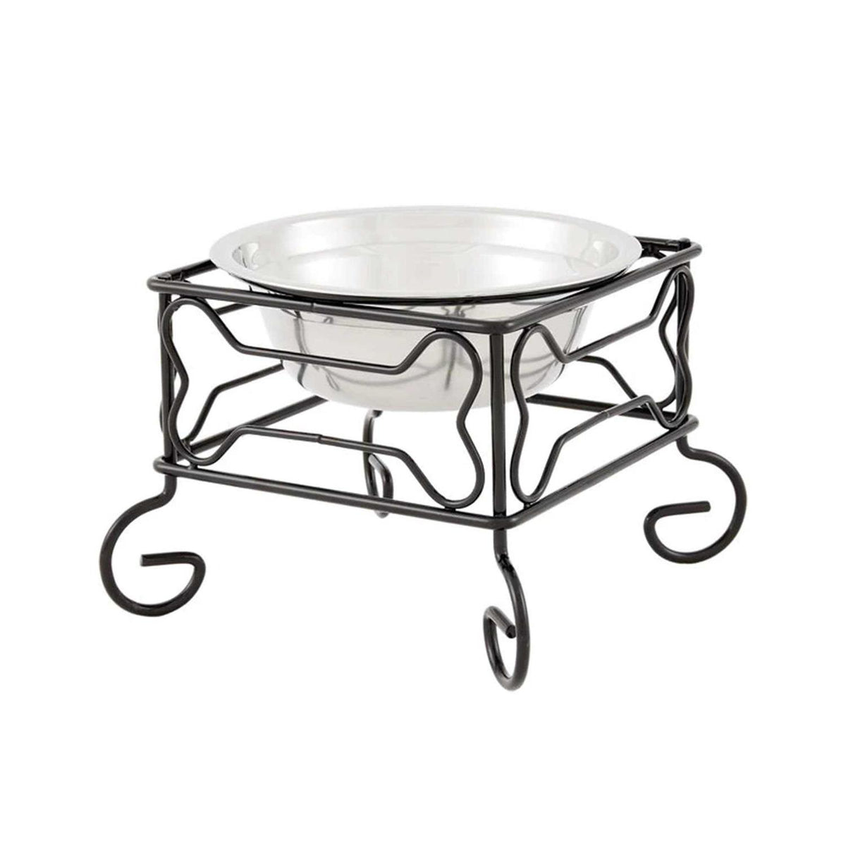 Wrought Iron Stand with Stainless Steel Feeder Bowl G3337
