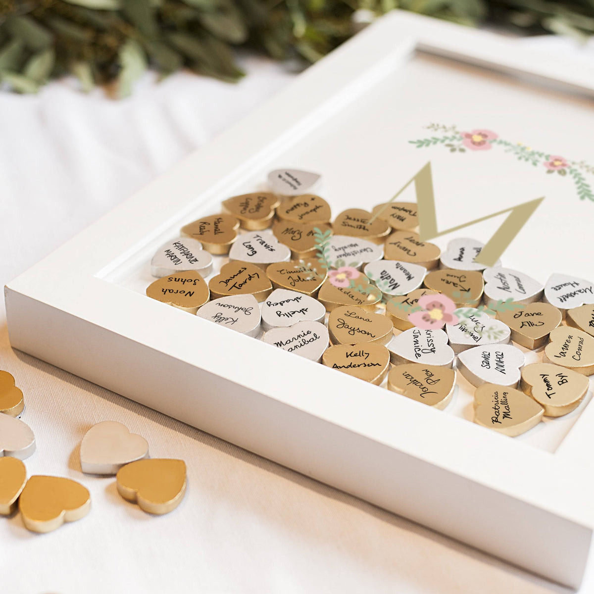 Floral Heart Drop Guestbook P9674