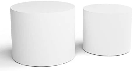 Nesting Coffee Table Set of 2 White Round Wood U7564
