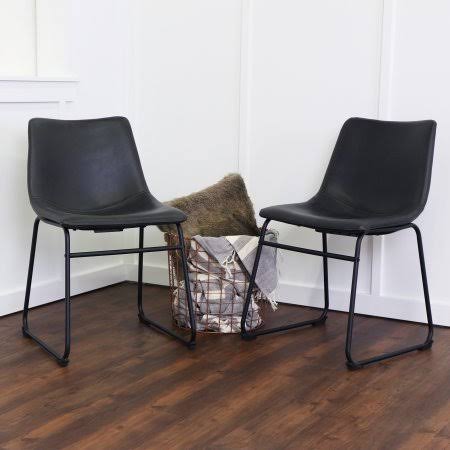 Black Faux Leather Dining Chairs, Set of 2 D2562