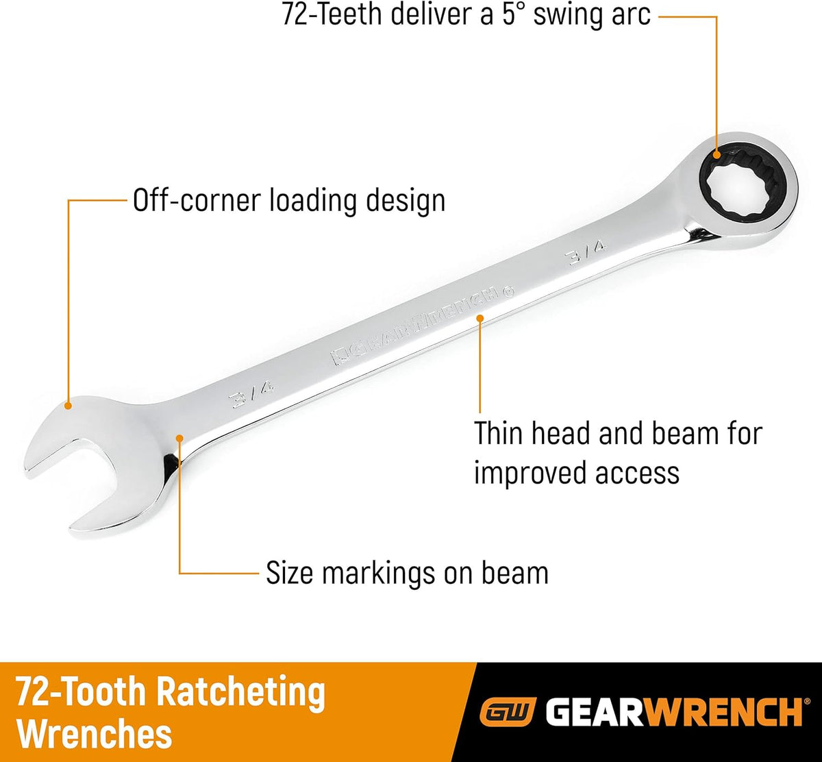 Ratcheting Combination SAE Wrench Set, 4 Pc. 12 Point O855781